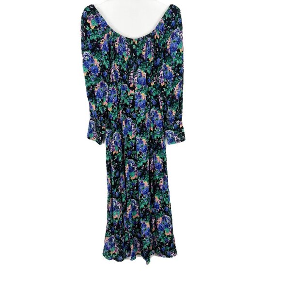 Zara Floral Long Sleeve Midi Dress Black Size Small S EUC - Picture 8 of 14